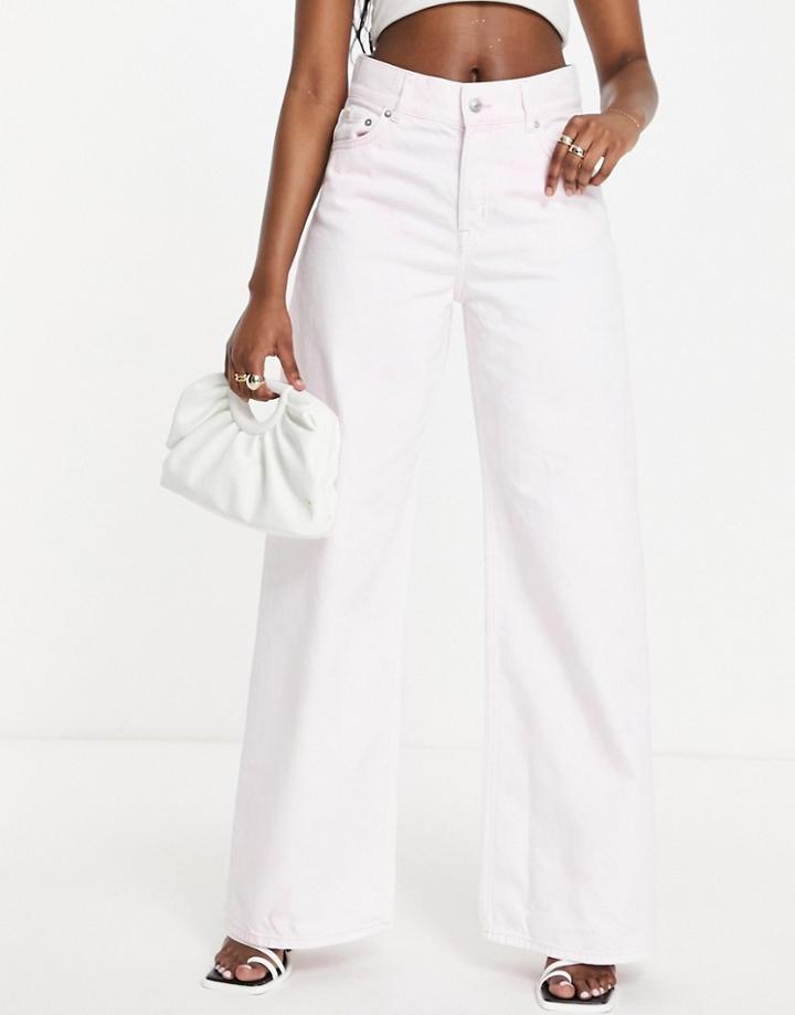 & Other Stories Cotton Low Waist Wide Leg Jeans In Light Pink - Lpink