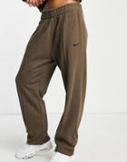 Nike Oversized Fleece Sweatpants In Brown Ombre