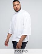 Asos Plus Super Oversized T-shirt With Wide Batwing Short Sleeves In White - White