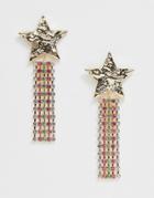 Asos Design Star Earrings With Rainbow Crystal Shower In Gold Tone