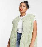 Collusion Plus Exclusive Color Quilted Vest In Sage Green