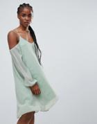 Bellfield Lupin Cold Shoulder Waterfall Hem Dress - Blue