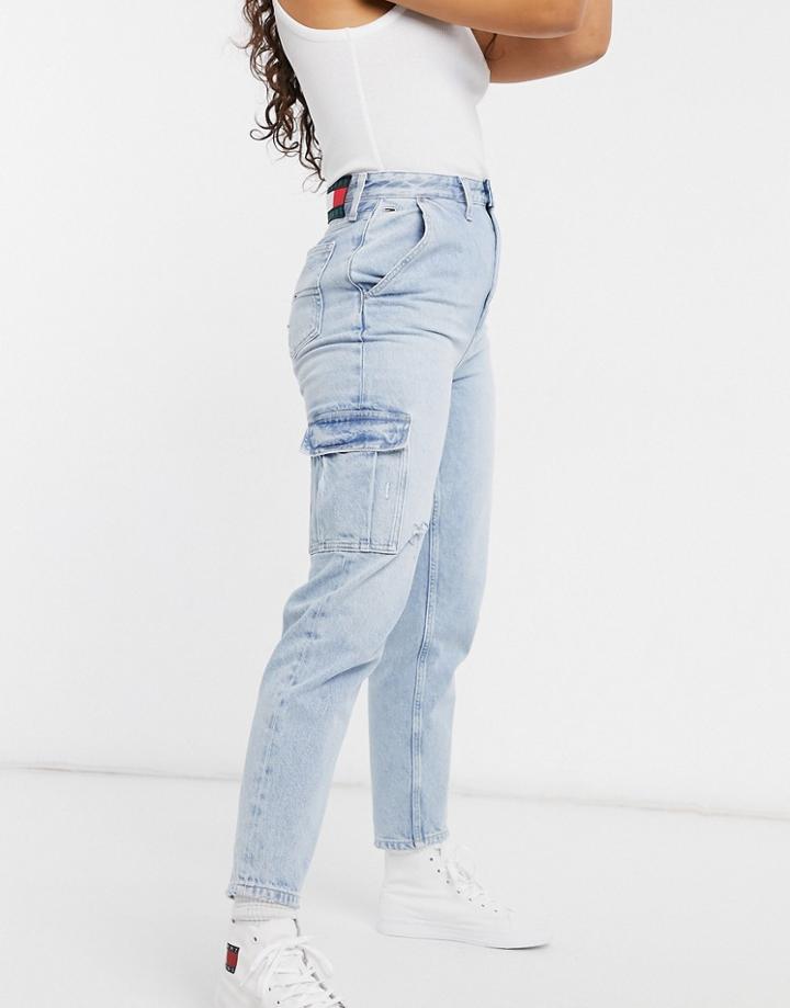 Tommy Jeans Cargo Mom Jean In Lightwash Blue-blues