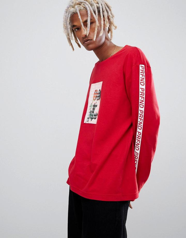 Profound Aesthetic Dust To Dust Rose Print Long Sleeve T-shirt In Burgundy - Red