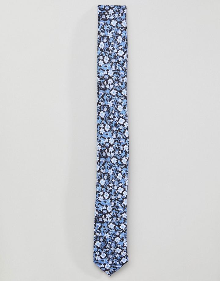 Jack & Jones Floral Printed Tie - Navy