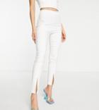 Vesper Petite Split Front Pants In White - Part Of A Set