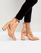 Asos Eagle Eye Point High Ankle Boots - Gold