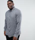 Asos Design Plus Slim Brushed Twill Shirt In Charcoal - Gray