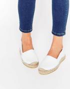 Selected Femme Marley White Leather Espadrille Flat Shoes - White