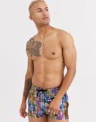 Asos Design Swim Short In Rainbow Metallic Super Short Length