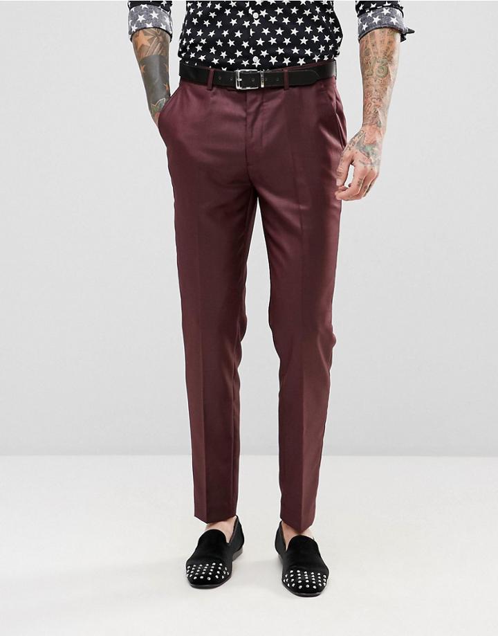 Devils Advocate Slim Fit Metallic Suit Pants - Red