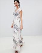 Little Mistress Button Through Maxi Dress In Romantic Floral Print - Multi