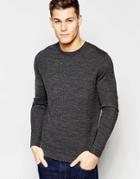 Asos Crew Neck Sweater In Black Twist - Black Twist