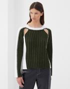 4th & Reckless Cut Out Detail Sweater In Khaki And White-green