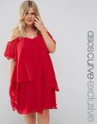 Asos Curve Swing Dress With Soft Layers - Red