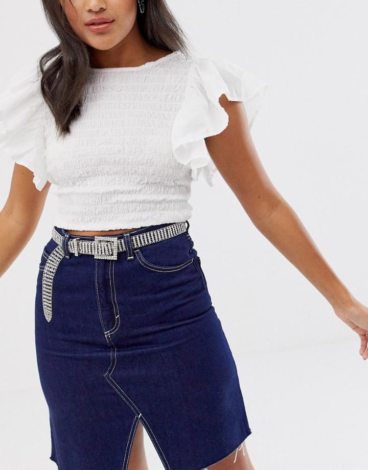 New Look Rhinestone Chain Belt In Silver