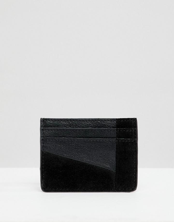 Urbancode Card Holder In Leather And Suede Mix - Black