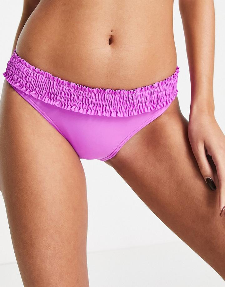 Pour Moi Fuller Bust Free Spirit Frill Waist Bikini Bottom In Pink