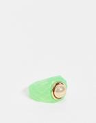 Asos Design Ring In Studded Texture Plastic Resin In Green