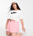 Nike Plus Washed High Rise Shorts In Neon Pink