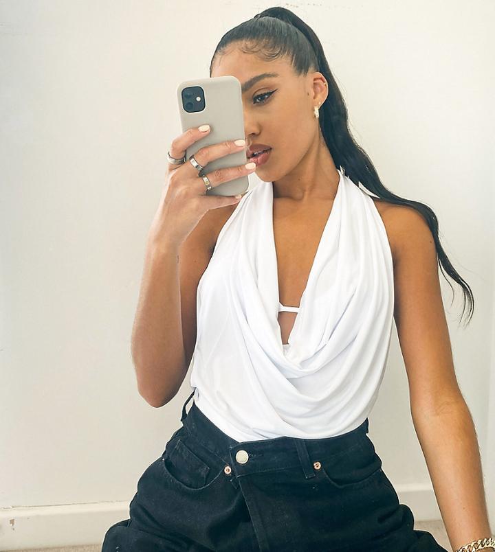 Asyou Halter Detail Tank In White