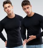 Asos 2 Pack Cotton Sweater In Black - Black
