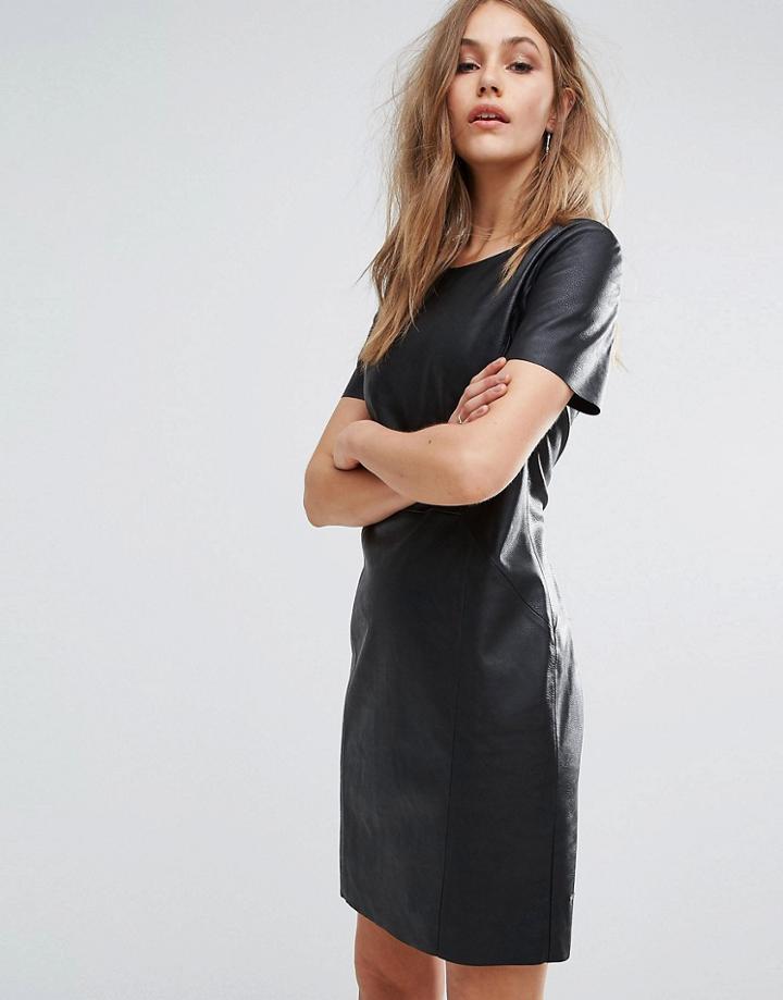 Boss Orange By Hugo Boss Aledy Faux Leather Dress - Black
