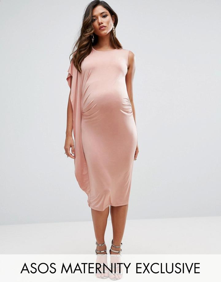 Asos Maternity Drape Side Midi Dress - Pink