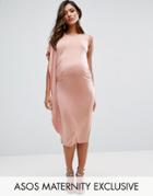Asos Maternity Drape Side Midi Dress - Pink