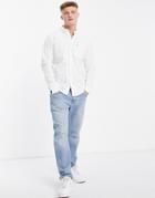 Hollister Oxford Slim Fit Long Sleeve Shirt In White With Small Logo