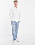 Hollister Oxford Slim Fit Long Sleeve Shirt In White With Small Logo