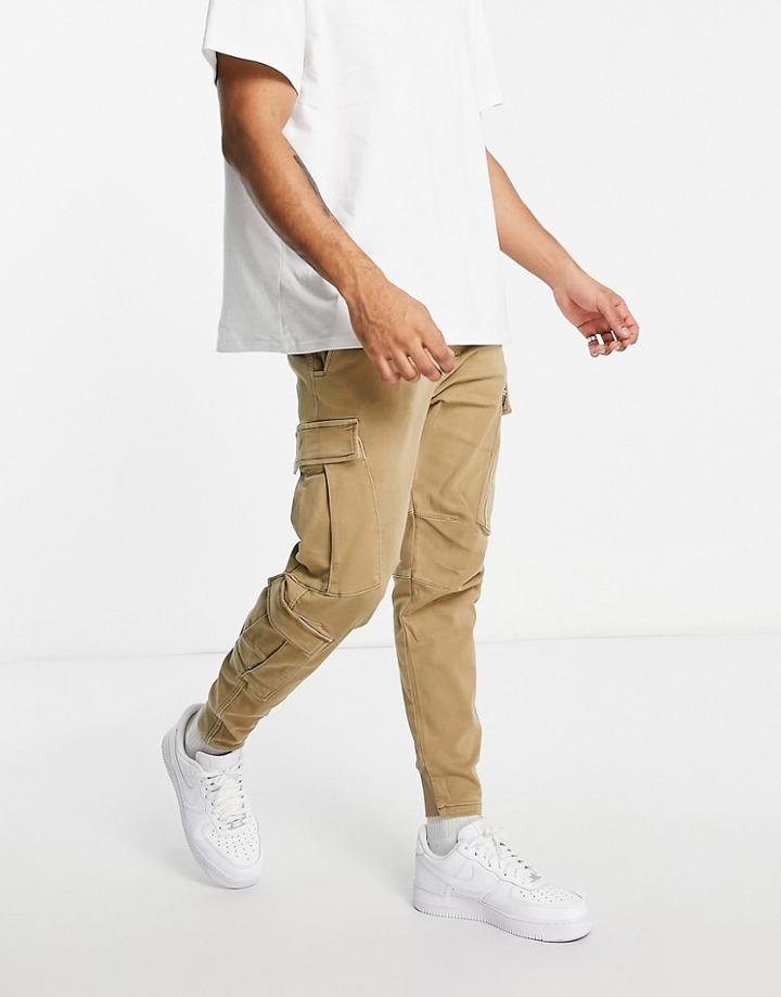 Pull & Bear Cargo Sweatpants In Beige-neutral