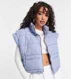 Missguided Petite Crop Vest In Gray-blue