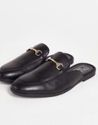 Truffle Collection Faux Leather Metal Trim Mule Loafers In Black
