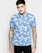 Fred Perry Polo Shirt With Camo Slim Fit - Light Smoke