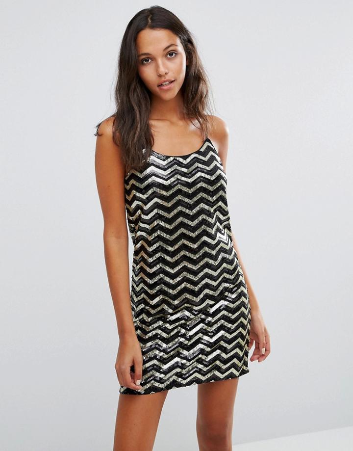 Vero Moda Zigzag Sequin Mini Dress - Multi