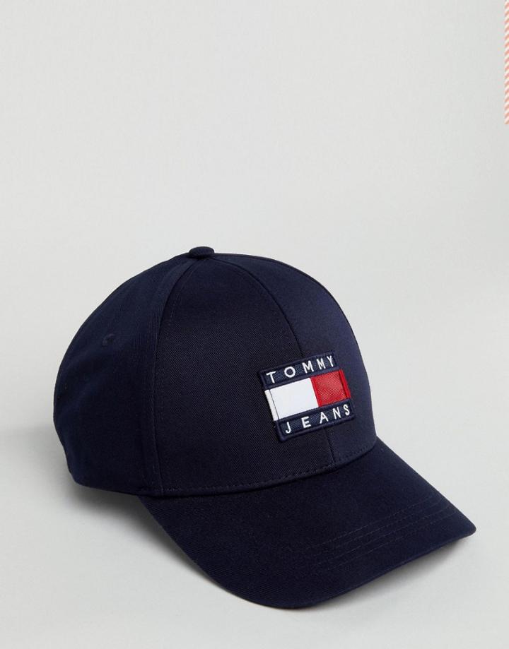 Tommy Jeans 90's Capsule Logo Baseball Cap In Navy - Navy