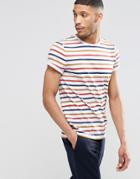 Asos T-shirt With Retro Stripes In Gray Marl - Gray Marl