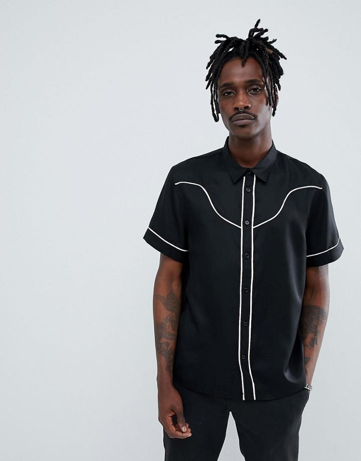 Weekday Tonto Western Short Sleeve Shirt - Black