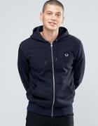 Fred Perry Hoodie With Zip Through In Navy - Navy