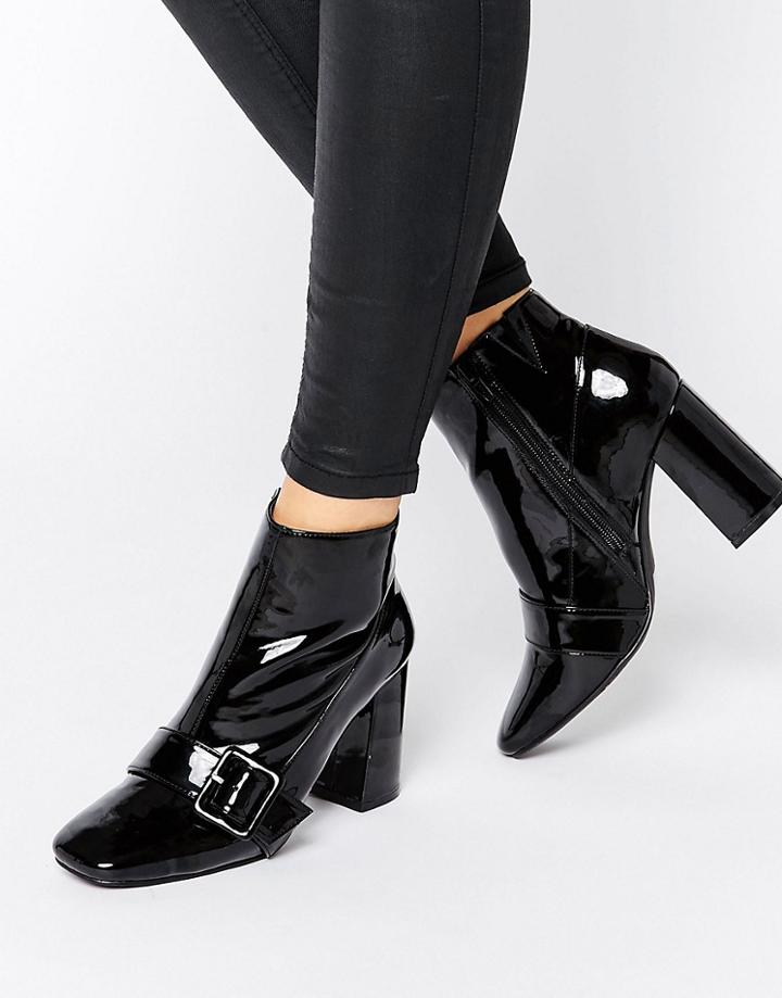 Office Archie Buckle Strap Heeled Ankle Boots - Black