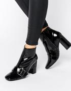 Office Archie Buckle Strap Heeled Ankle Boots - Black