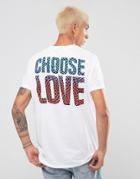 Asos X Help Refugees Longline Relaxed T-shirt With Choose Love Checkerboard Print - White