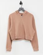 Threadbare Harlo Zip Through Cropped Hoodie In Dusty Pink