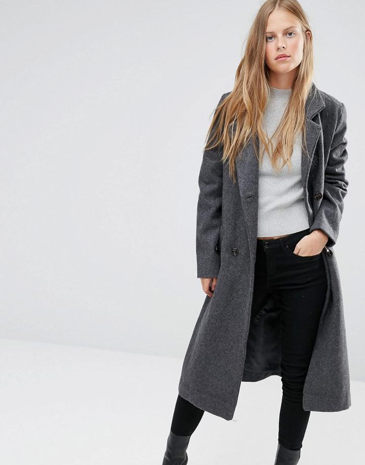 Ganni Malin Wool Long Belted Coat - White