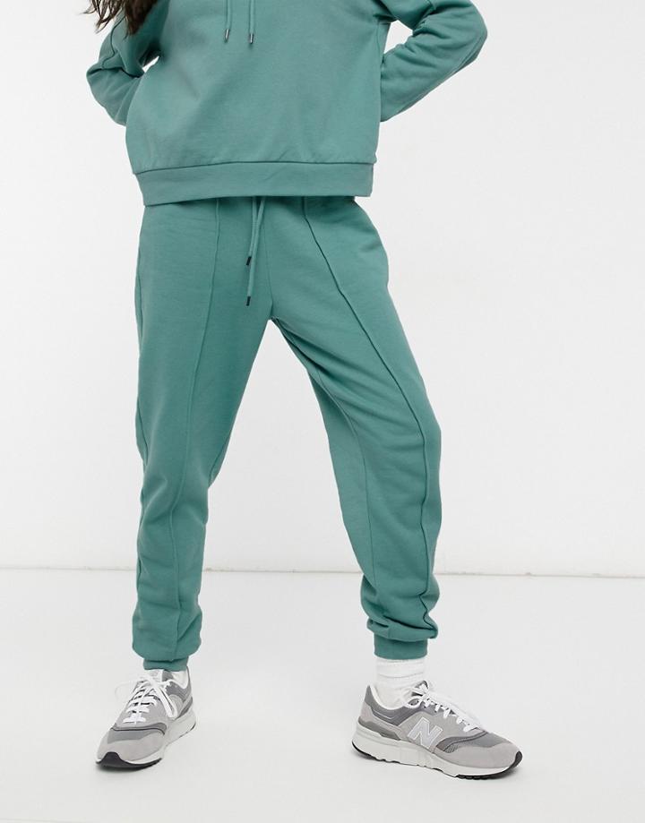 River Island Seam Set Sweatpants In Dark Green