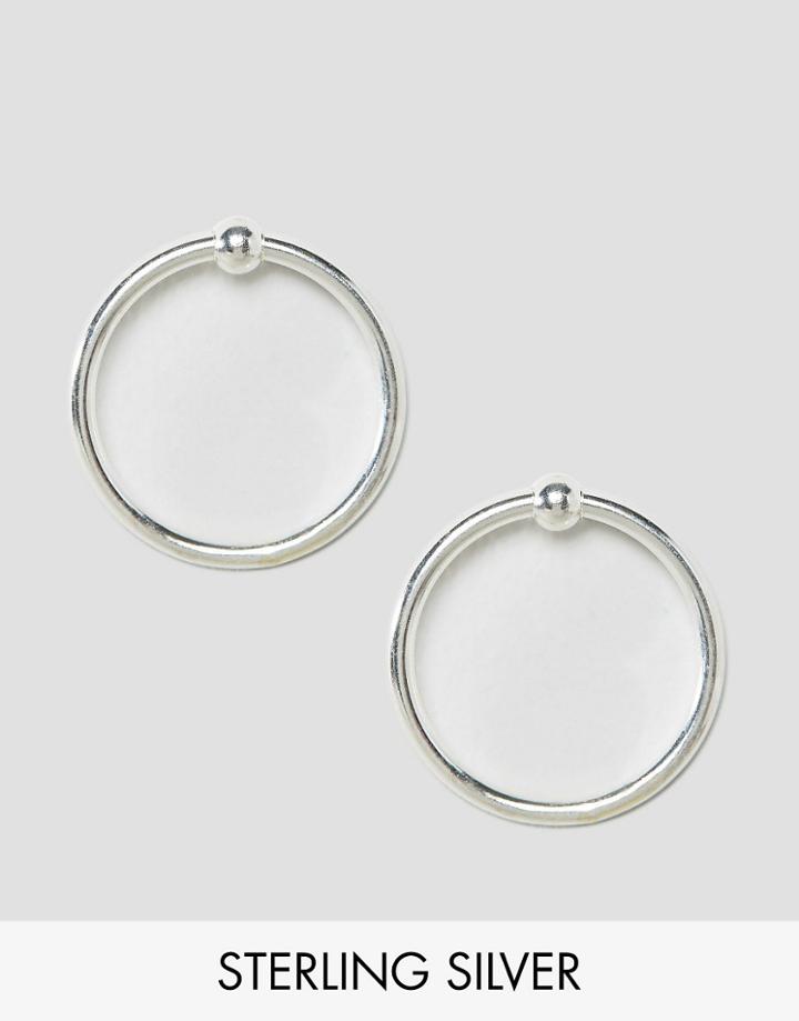 Fashionology Sterling Silver Drop Hoop Earrings - Silver