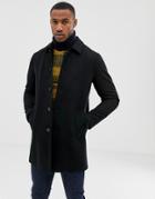 Asos Design Wool Mix Coat In Black