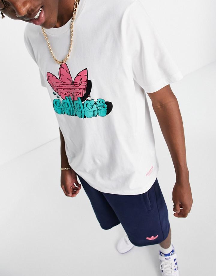 Adidas Originals Graphic Trefoil T-shirt In White