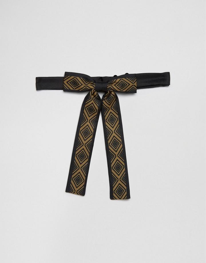 Asos Western Bow Tie In With Taping Detail - Black